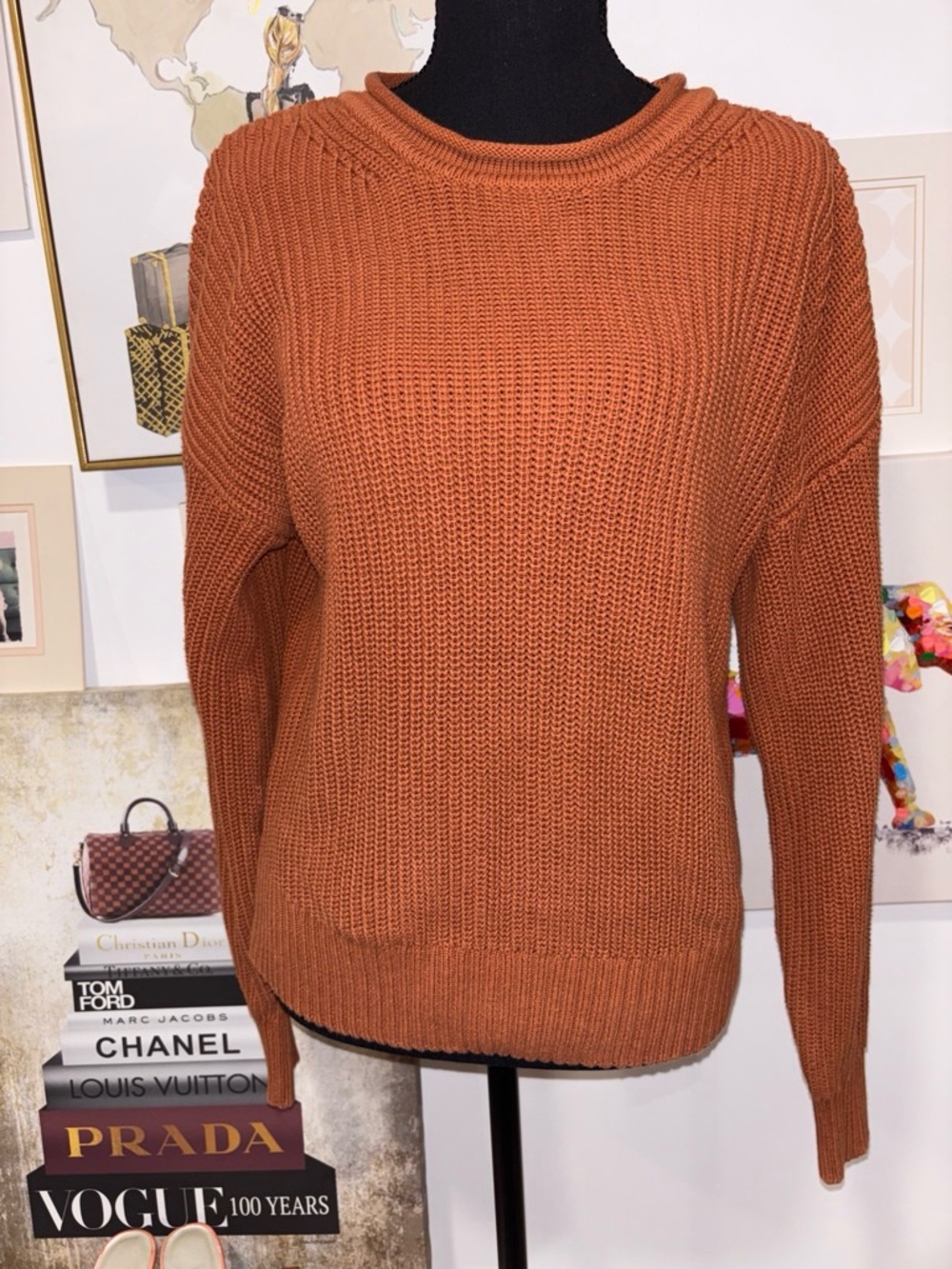GAP Chunky Crewneck Sweater in Rust